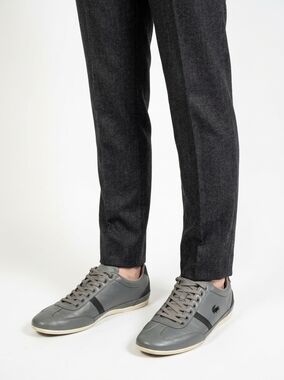 LACOSTE MEN'S GREY LEATHER CASUAL SNEAKERS SIZE 9